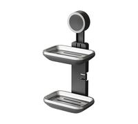 Adhesive Soap Tray Wall Mounted, Shower Bar Storage Rack with Drain Slots, Tool Free Installation Bathroom Organizer for Kitchen Laundry Sink Area, Compact Holder for Apartment Hotel Space Saving Use