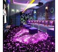 Adhesivo 3D autoadhesivo para suelos, mural decorativo abstracto de cielo estrellado morado para dormitorio y baño