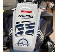 Adhesivo 3D de protección del depósito Tank Pad compatible con/repuesto para BMW Motorrad R 1250 GS Adventure Trophy de 2022 a 2023 (blanco-azul)