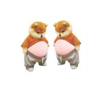 Adhesivo 3D de silicona suave para el vientre de perro Shiba Inu, calcomanía de pared anticolisión, lindo cachorro con vientre rosa en traje naranja, bonitos protectores acolchados para teléfonos