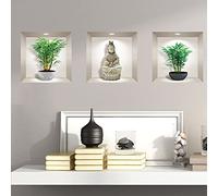 Adhesivo 3D para pared, adhesivo de pared, efecto 3D, diseño de bambú y buda, 40 x 120 cm