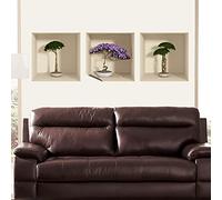 Adhesivo 3D para pared, diseño de bonsai y flores, 30 x 90 cm