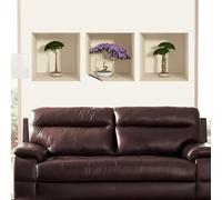 Adhesivo 3D para pared, diseño de bonsai y flores, 40 x 120 cm