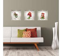 Adhesivo 3D para pared, diseño de Dahlia en 3D, color rojo, naranja y flores, 40 x 120 cm