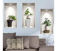 Adhesivo 3D para pared, diseño de plantas bonsái de Asia, 60 x 90 cm