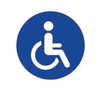 Adhesivo adhesivo adhesivo de señalización redondo laminado, plastificado, resistente al agua y a los rayos UV, para discapacitados de coche, usuario de silla para inodoro, lote de 4 (diámetro de 5