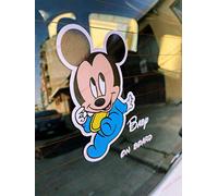 Adhesivo Baby On Board para coche - Bebé a bordo - Minnie y Mickey Mouse - para niño y niña (Baby Mickey)
