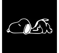 Adhesivo con diseño de Snoopy Dormiglione - Joe Cool - Perro ideal para PC portátil coche - Moto - Scooter - Camión - Camper - Peanuts Comics - Simpático adhesivo de vinilo - 20 x 7 cm blanco