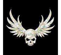 Adhesivo con incrustaciones para guitarra y bajo, diseño de calavera alada, color blanco perla