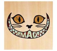Adhesivo con incrustaciones para guitarra y bajo, diseño de gato cheshire y gato loco, color negro