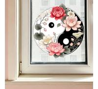Adhesivo con patrón de loto Yin Yang, material de PVC que ofrece resistencia a las manchas y protección contra la humedad para paredes
