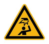 Adhesivo de Advertencia de Peligro Advertencia NF ISO 7010 - Adhesivo de Señalización Triangular Laminado Resistente al Agua y a los Rayos UV - Obstáculo en Altura - 25x25 cm