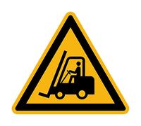 Adhesivo de Advertencia de Peligro Advertencia NF ISO 7010 - Adhesivo de Señalización Triangular Laminado Resistente al Agua y a los Rayos UV - Carretillas Elevadoras - 5x5 cm