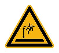 Adhesivo de Advertencia de Peligro Advertencia NF ISO 7010 - Adhesivo de Señalización Triangular Laminado Resistente al Agua y a los Rayos UV - Peligro de Aguas Profundas - 25x25 cm