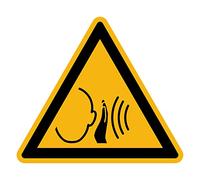 Adhesivo de Advertencia de Peligro Advertencia NF ISO 7010 - Adhesivo de Señalización Triangular Laminado Resistente al Agua y a los Rayos UV - Ruido Fuerte Repentino - 10x10 cm