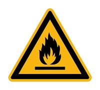 Adhesivo de Advertencia de Peligro Advertencia NF ISO 7010 - Adhesivo de Señalización Triangular Laminado Resistente al Agua y a los Rayos UV - Materiales Inflamables - 5x5 cm