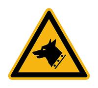 Adhesivo de Advertencia de Peligro NF ISO7010 - Adhesivo triangular de plástico Laminado Resistente al Agua y a los rayos UV - Perro Guardián - 60 x 60 cm