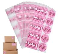 Adhesivo de advertencia rosa "Frágil", etiquetas de agradecimiento para