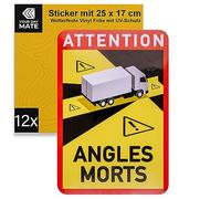 adhesivo de ángulo muerto, 12 pzs, 25 x 17 cm, lámina autoadhesiva para camiones, obligatorio para vehículos a partir de 3,5 toneladas en Francia, Attention Angles Morts Sticker Truck