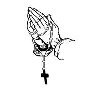 Adhesivo de mano orando con texto en inglés "Religion" para pared, portátil, teléfono móvil, camión, para ventanas, coches, camiones, rosario de mano rezando