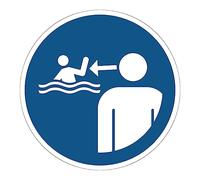 Adhesivo de Obligación NF ISO7010 - Adhesivo Circular de Plástico Laminado Resistente al Agua y a los Rayos UV - Supervisión de Niños en Entornos Acuáticos - Diámetro 30 cm