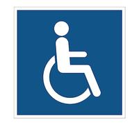 Adhesivo de Obligación NF ISO7010 - Adhesivo Circular de Plástico Laminado Resistente al Agua y a los Rayos UV - Baños para Personas con Discapacidad - 30x30 cm