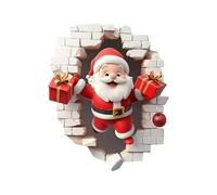Adhesivo de pared autoadhesivo de Navidad con diseño de Papá Noel en 3D que rompe a través del efecto W-All, decoración de Navidad para fiesta de Cristo Mas, cocina, sala de estar, baño