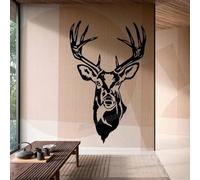 Adhesivo de pared con cabeza de ciervo, animal del bosque, para cazar, adhesivo de pared de ciervo, calcomanía artística, habitación infantil, dormitorio, decoración de sala de estar.