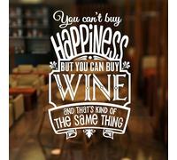 Adhesivo de pared con cita en inglés «You Can't Buy Happiness But You Can Buy Wine Quote» (42 x 65 cm)