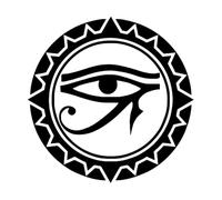 Adhesivo de pared con diseño de ojo egipcio, decoración del hogar, póster de vinilo con diseño de ojo de Horus, calcomanía de pared con diseño de ojo de Ra, arte egipcio pequeño, 42x42 cm