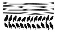 Adhesivo de pared con diseño de pájaros, decoración de pared para dormitorio y salón, 440 cm de línea + 24 pájaros, color negro