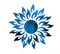 Adhesivo de pared con espejo 3D, adhesivo acrílico extraíble para decoración del hogar, espejo central redondo de 14 cm, plateado/dorado/negro/marrón/azul/rojo (azul)