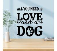 Adhesivo de pared con texto en inglés "All You Need is Love and a Dog", con cita inspiradora de mascotas con huella de perro para sala de estar, dormitorio, oficina, decoración de pared autoadhesiva