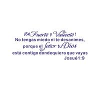 Adhesivo de pared con versículo bíblico cristiano en español Josué 1:9 Sé fuerte y valiente, calcomanía de vinilo para decoración del hogar y el dormitorio-S-23x57cm-Dark Blue