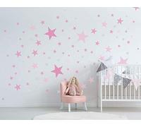 Adhesivo de pared de 100 estrellas para la habitación de los niños - colores pastel, cielo estrellado de bebé para pegar en la decoración de la pared de adhesivo de pared, rosado