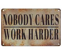 Adhesivo de pared de 30,5 x 20,3 cm, con texto en inglés "Nobody Cares Work Harder". Ideas de decoración de gimnasio, ideas de diseño de gimnasio, ideas para el gimnasio en casa, letrero de pared de