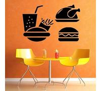 Adhesivo de pared de comida rápida, hamburguesa, papas fritas, pollo, bebidas, puerta, ventana, calcomanías de vinilo para cafetería, restaurante, cocina, decoración interior, 74 x 114 cm