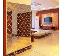 Adhesivo de pared de espejo acrílico 3D contemporáneo para decoración interior de habitación, uso en superficies planas no porosas como azulejos de metal de vidrio y paneles de madera sellados (dorado