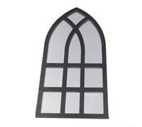 Adhesivo de pared de espejo acrílico con diseño realista de ventana de imitación y marco de madera natural para uso en interiores (negro)