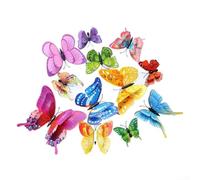 Adhesivo de pared de mariposa de doble capa, 1 paquete, calcomanía magnética de PVC con diseño de alas de colores mixtos, efecto 3D, para decoración de sala de estar y dormitorio