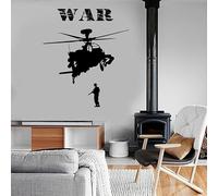 Adhesivo de pared de vinilo con diseño de helicóptero marino y soldado con temática de guerra moderna, decoración del hogar, murales extraíbles para dormitorio de niños, 42 x 48 cm