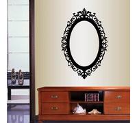 Adhesivo de pared de vinilo negro, estilo barroco, marco de espejo, decoración del hogar, adhesivo de pared para sala de estar, dormitorio, elegante ambiente vintage, 42 x 55 cm