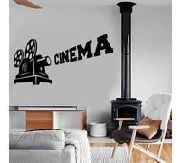 Adhesivo de pared extraíble negro de proyector de cine para decoración de cine en casa, creando un ambiente retro, 42 x 81 cm