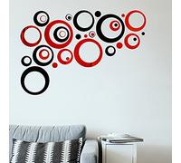 Adhesivo de pared extraíble para decoración de hogar, sala de estar, dormitorio, 1,5 - 13,5 cm, 32 piezas (rojo y negro)