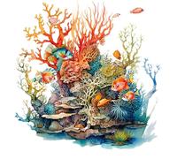 Adhesivo de pared para asiento de inodoro - Calcomanías para asiento de tapa de inodoro del mundo submarino | Coral, Estrellas De Mar Y Peces; Pegatinas decorativas para asientos de inodoros de baño,