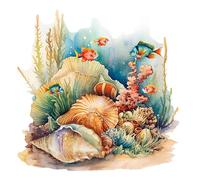 Adhesivo de pared para asiento de inodoro - Calcomanías para asiento de tapa de inodoro del mundo submarino | Coral, Estrellas De Mar Y Peces; Pegatinas decorativas para asientos de inodoros de baño,