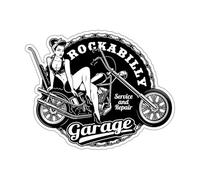 Adhesivo de pared para motocicleta, diseño de chica afortunada en el garaje, belleza, mujer sexy, servicio de reparación de automóviles, vinilo para pared, tamaño extra grande: 58x80 cm