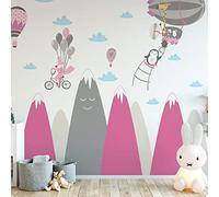 Adhesivo de pared para niños, decoración gigante de montañas escandinavas, para habitación de bebé o animales felizes, 50 x 90 cm