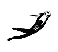 Adhesivo de pared personalizado con nombre y número de portero de fútbol, vinilo artístico para pared para habitación de niños-S-42x29cm-Black
