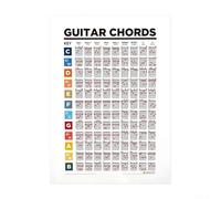 Adhesivo de práctica de acordes de guitarra con diseño visual que muestra números de dedos, nombres de cuerdas y marcas de trastes para ejercicios diarios estructurados (H)